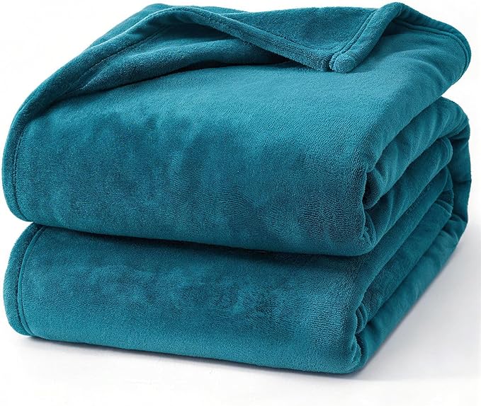 Hansleep Full Teal Fleece Blanket, Soft Flannel Bed Blanket | Fuzzy Cozy Blanket 84x90 Inches, Multi-use for Bed, Sofa, Couch, Travel, Camping, All Season Warm Lightweight Cover