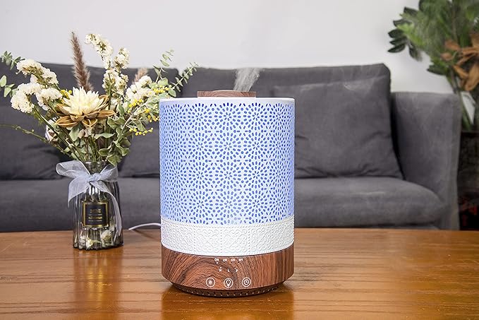 BlueHills Premium 2500 ML Set of 3 Extra Large Essential Oil Diffusers for Big Rooms High Mist Output Huge Capacity Adjustable Cool Mist Great Gift - Dark Wood design, Wood grain and Wood grain design