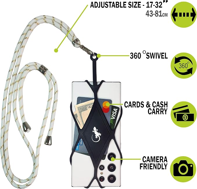Gecko Travel Tech Cell Phone Lanyard Phone lanyards for Around The Neck Neck Lanyard Phone Crossbody