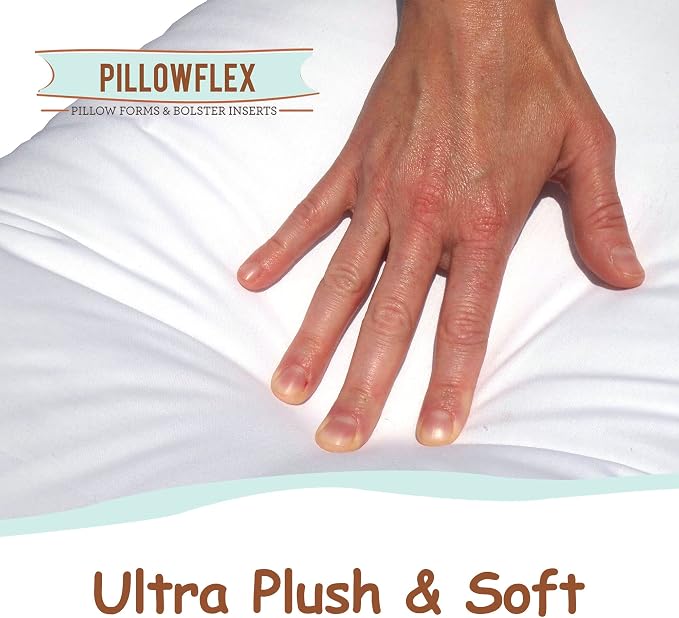 Pillowflex Synthetic Down Pillow Insert 12x18 in - Karate Chop Pillow | Small Rectangle Sham Form, Plush Polyester Cotton Blend, Cloud-Like Comfort, Clump-Resistant Fill, Smooth Elegant Finish
