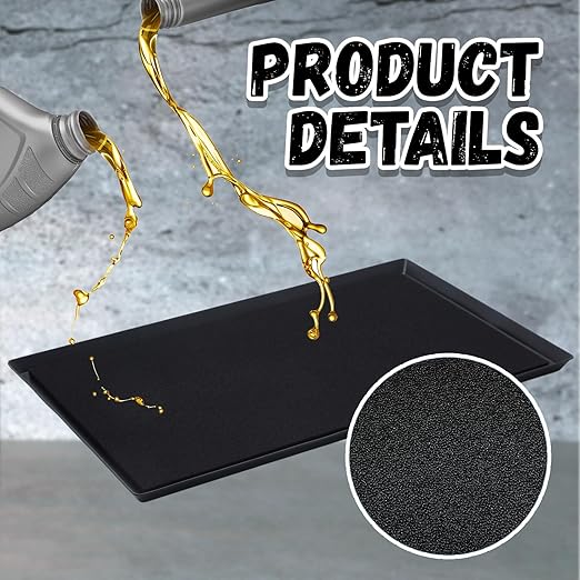 Uiifan 1 Set 35 x 22 x 1.6 Inch Oil Drip Pan for Under Car with Thickened Square No Splatter Pad Extra Large Oil Drain Tray for Automotive Transmission Garage Machinery Supplies to Keep Floor Clean