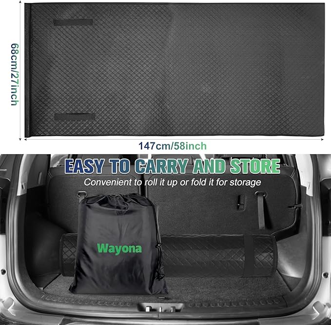 Wayona Rolling Creeper Mat 58"X27", Foldable Under Car Repair Mat for Mechanics, Automotive Creeper Mat with Storage Bag Gloves for Low Clearance, Uneven Roads, Long-Distance Trucks and All Terrains