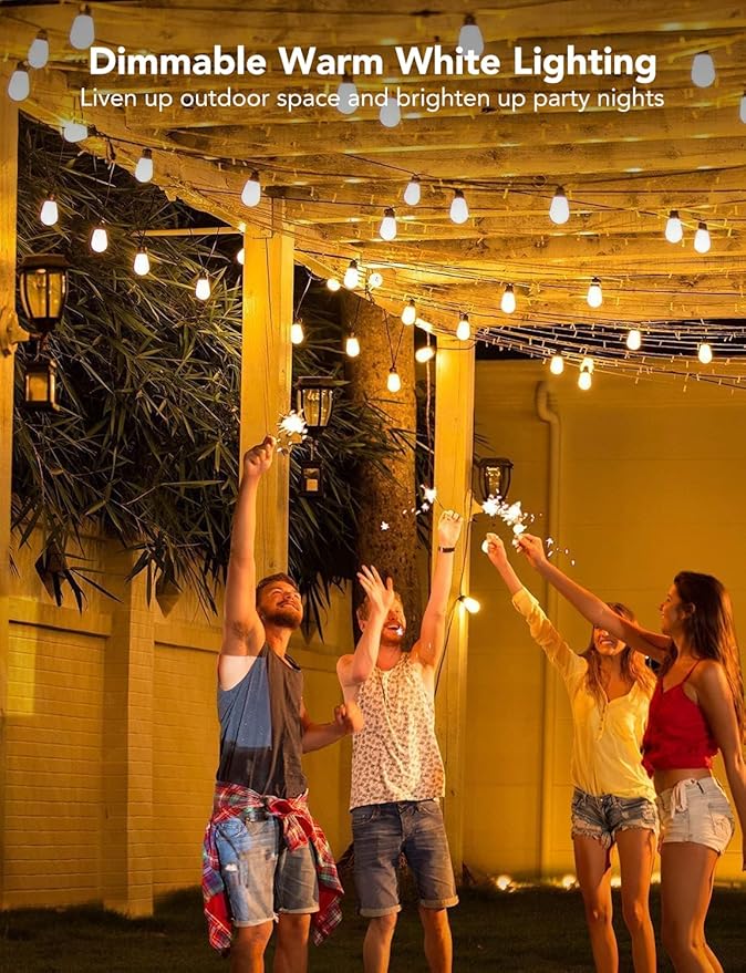 Govee Smart Outdoor String Lights H7029, 24ft RGBIC, IP65, 47 Scene Modes | 8 Dimmable LED Bulbs Outdoor Lights with Color Changing Warm White Lights for Patio, Backyard, App Control, Bluetooth