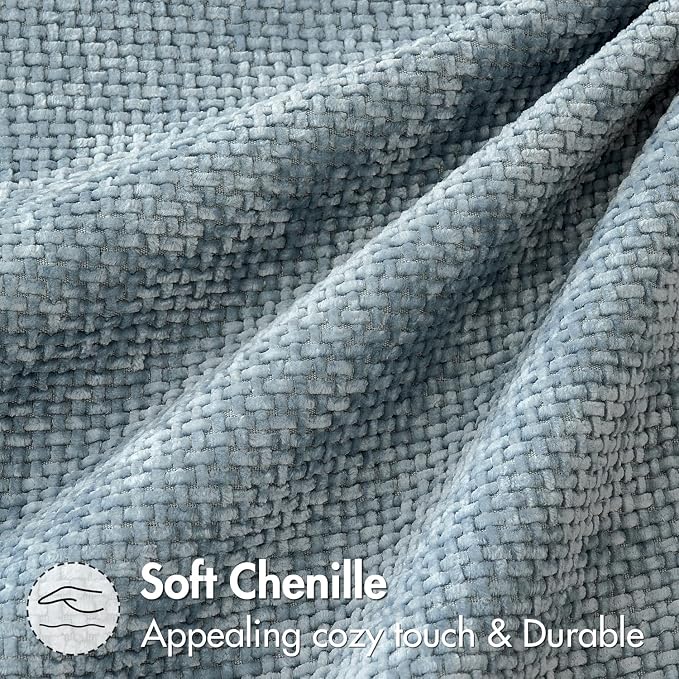 MIULEE Decorative Couch Throw Pillow Covers 22x22 Inch Coastal Blue 2 Pack | Modern Boho Accent, Soft Chenille Pillow Covers, Farmhouse Cushion Cases for Home Decor Bed Sofa Living Room