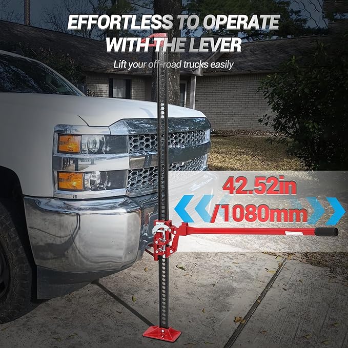 GarveeTech 60" Farm Jack, 3 Ton Capacity Ratcheting Off Road, Utility Heavy-Duty F-arm J-ack for Tractor, Truck, SUV, Lift Height 5.12-52 inches