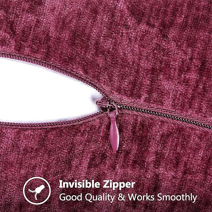 decorUhome Soft Chenille Throw Pillow Covers 20x20 Set of 2 Rhododendron | Fall Textured Decorative Throw Pillow Cases Stitched Edge Modern Farmhouse Luxury Boho Velvet for Couch Sofa Bed Home Decor