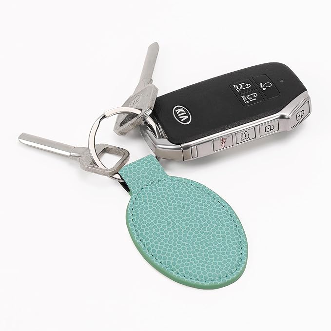 LaserGram Oval Keychain, Palm Trees, Personalized Engraving Included (Basketball Teal)