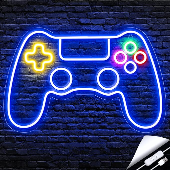 Kavaas Gamer Neon Sign, Game Controller LED Sign for Gaming Room Decor - Game Neon Sign for Teen Boy Room Decor - Best Gamer Gifts for Boys, Kids