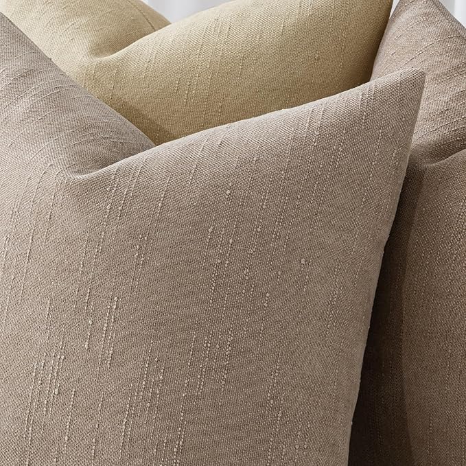 MIULEE Textured Chenille Throw Pillow Covers 18x18 Inch Light Taupe | Pack of 2 Decorative Soft Throw Pillows, Solid Textured Cushion Covers, Modern Home Decor for Couch Sofa Bedroom Living Room