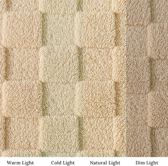 Exclusivo Mezcla 3D Checkered Fleece Throw Blanket for Couch, Camel | Super Soft and Cozy Fluffy Throw, Lightweight and Breathable, Cute Fuzzy Blanket for Sofa, Home Decor, All Season, 50"x60"
