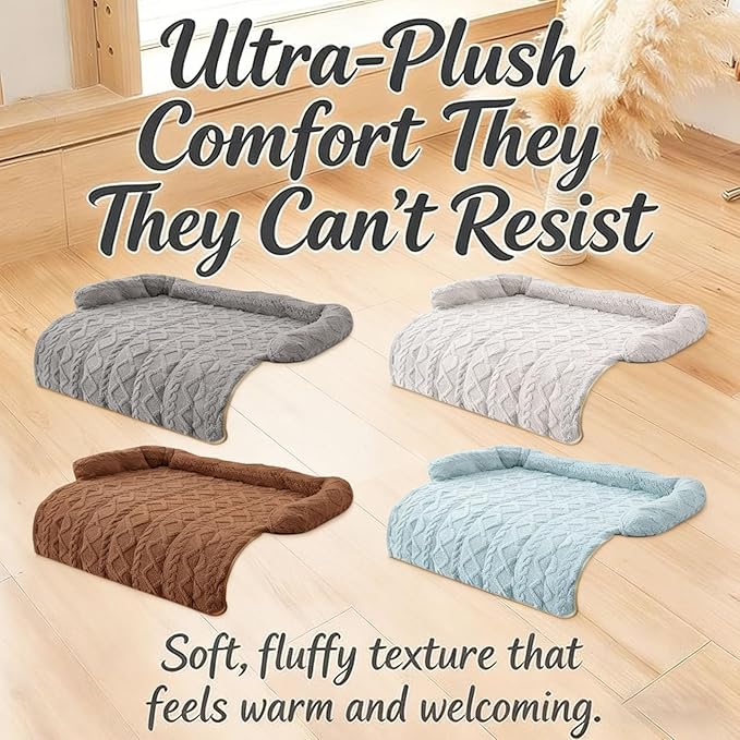 Dream Cloud Pet Sofa Bed for Couch, 2026 Upgraded Plush Washable Waterproof Non-Slip Pet Mat, Cozy Furniture Protector for Small Medium Dogs & Cats (White)