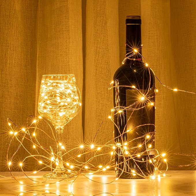 AWQ 200 LED 66 FT Copper Wire String Lights 8 Modes LED Fairy String Lights USB Powered with Remote Control for Christmas Tree Wedding Party Home Decoration