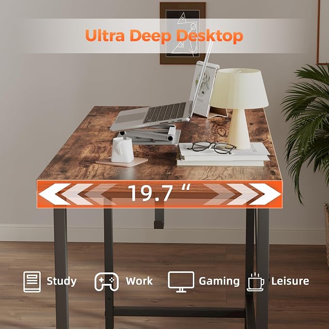 Mericonia 32x20 Inch Computer Desk, 0.6" Thick Small Office Table | Modern Simple Style, Small Study & Writing Table for Home Bedroom Work, Brown