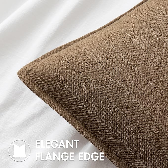 MIULEE Pack of 2 Dark Brwon Euro Shams Chenille Pillow Covers 26x26 Inch | Decorative Soft Couch Throw Pillows,Farmhouse Cushion Covers,Elegant Design for Sofa,Bed,Living Room,Summer Decor