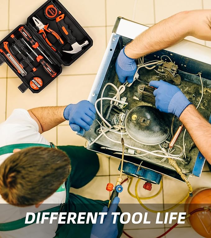 Tool Sets Household Tool Kit, 14-Piece General Home/Auto Repair Tool Set with Hammer, Pliers, Screwdriver Set and Toolbox Storage Case - Perfect for Homeowner, Diyer, Handyman (14-Piece)…