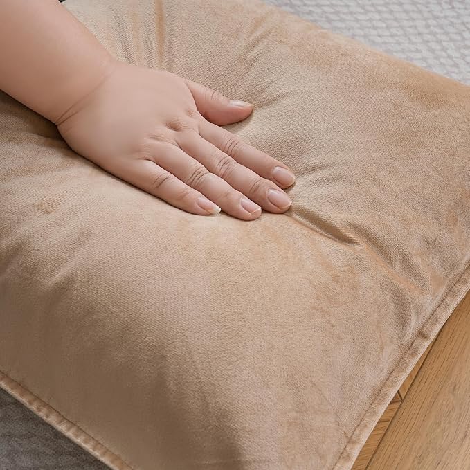 JIAHANNHA Velvet Khaki Throw Pillow Covers 24”x24”Pack of 2 Soft Decorative | Square Cushion Covers for Couch Sofa Bed Livingroom Car Home Decor,60x60Cm
