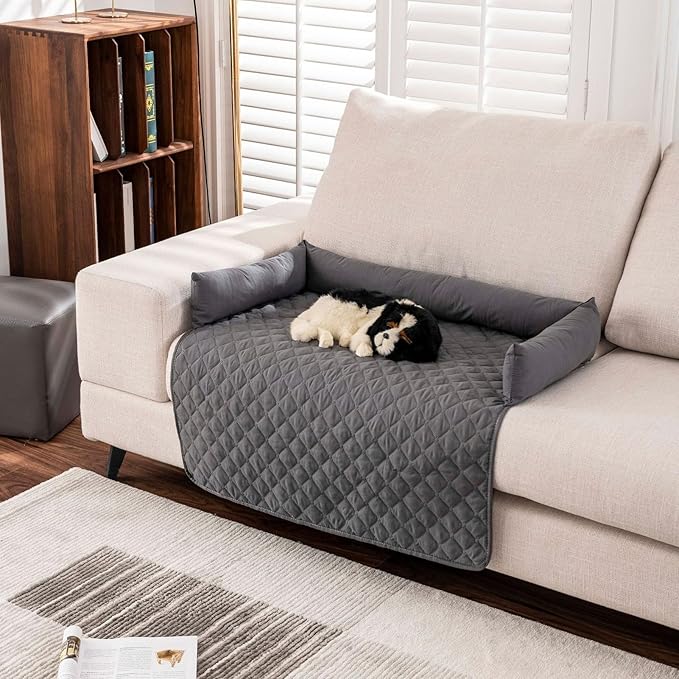 Dog Bed Cover & Couch Protector - Anti-Slip & Waterproof Pet Pad, Cozy Nest for Dogs, Ideal for Sofa, Bed & Car Seat Cushion - Furniture Protector Dark Gray S