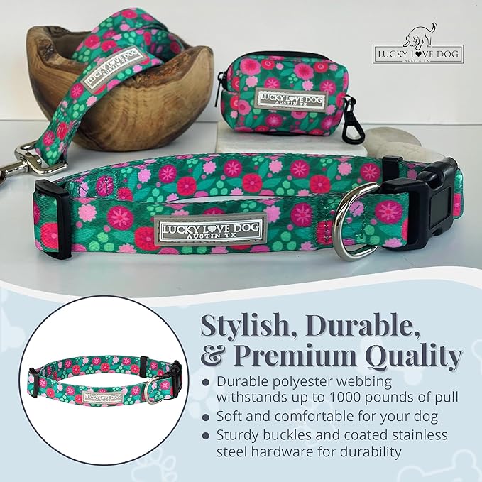 Lucky Love Dog - Adjustable Dog Collar with Easy Click Buckle for Medium Dogs, Durable, & Comfortable for Male & Female Dogs, Pet Collar for Puppies & Adult Ones - Penny, Medium