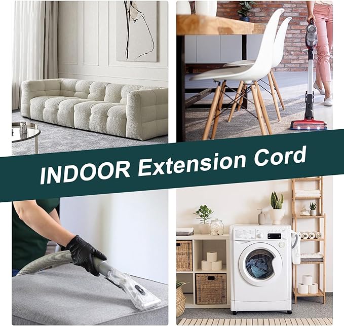 EP 9 Ft Heavy Duty Appliance Extension Cord - 14 Gauge 3 Prong Grounded Cable Wire, Ideal for Air Conditioners, Refrigerators, Microwaves, Washing Machines & More - Indoor Use, Gray