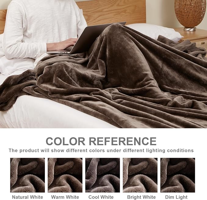 Hansleep Full Brown Fleece Blanket, Soft Flannel Bed Blanket | Fuzzy Cozy Blanket 84x90 Inches, Multi-use for Bed, Sofa, Couch, Travel, Camping, All Season Warm Lightweight Cover