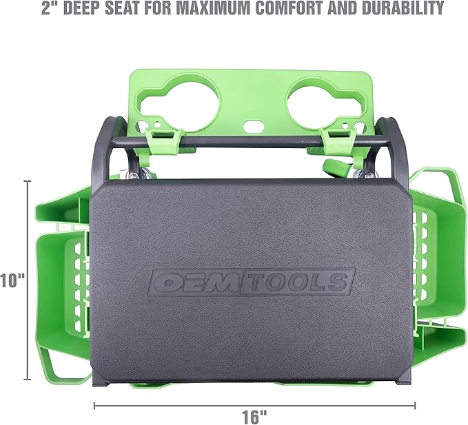 OEMTOOLS Sidekick Rolling Mechanic Stool – 5 Tool Trays, Cushioned Seat, 330 lb Capacity (Green)