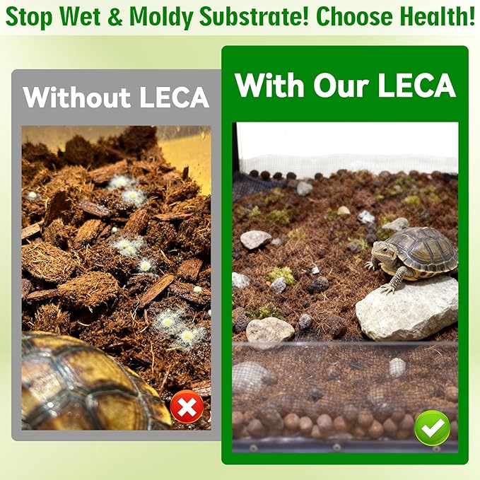 Halatool Reptile Substrate 8QT Leca Clay Pebbles for Reptiles Organic Hydroballs Bioactive Drainage Layer Terrarium Bedding for Leopard Gecko Tortoise Frog Lizard Ball Python