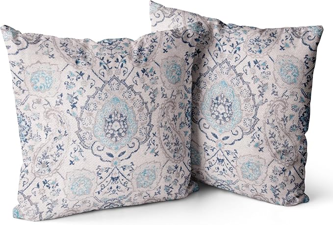 Snycler Boho Throw Pillow Covers 18x18 inch Set of 2 Terracotta Rust Blue Colored Throw Pillows Double Sided Boho Home Soft Decor for Bedroom Living Room Couch & Sofa (No Inserts)