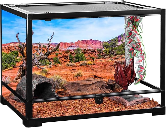 AWERT 48x24 inches Reptile Habitat Background Blue Sky Oasis Orange Desert Terrarium Background Polyester Background