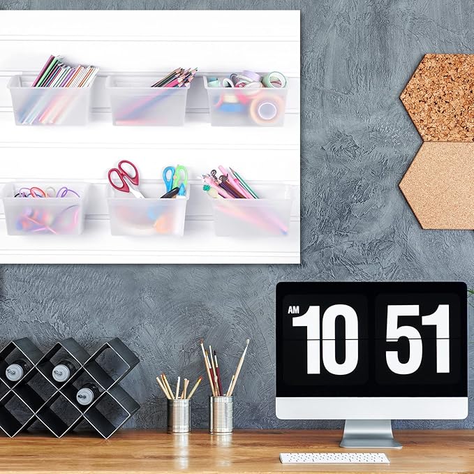 Unittype 12 Pcs Storage Bin Plastic Slatwall Bins for Slatwall Organizer Containers Garage Accessories(Transparent)