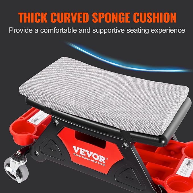 VEVOR Mechanic Stool 300 LBS Capacity with Wheels, Heavy Duty Rolling Tool Seat and 250 LBS Pneumatic Creeper Garage/Shop Seat for Automotive Auto Repair