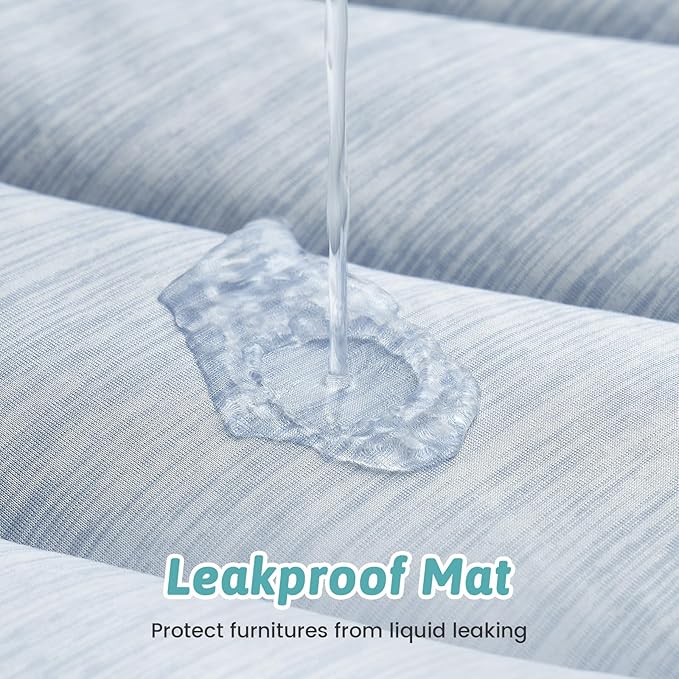 Dog Cooling Mat, Q-Max > 0.4 Leaf Shaped Pet Pad, Liquid Pee Proof Summer Mat for Cats, Washable Sleep Blanket for Bed Couch Floor Indoor, 27x23 inch, Blue