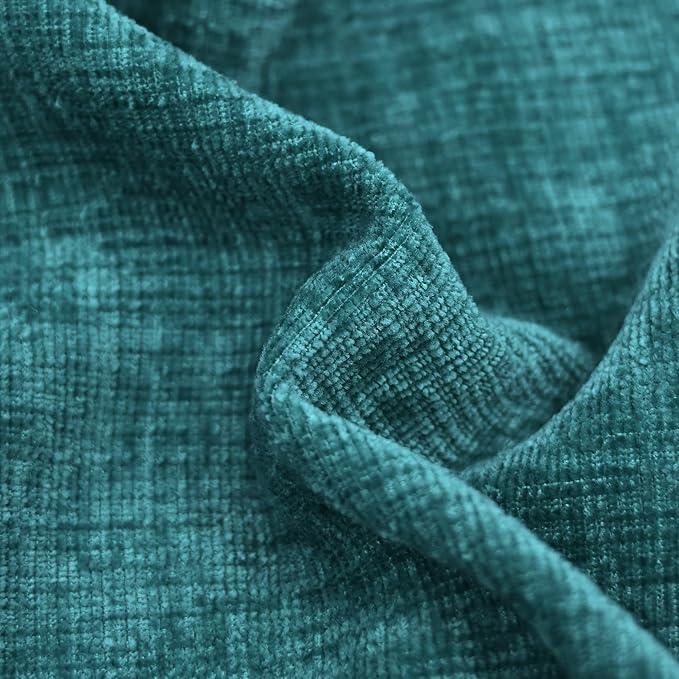 CaliTime Decorative Couch Throw Pillow Covers 18 X 18 Inches Teal | Pack of 2, Cozy Chenille Cushion Cases, with Pom Poms for Sofa Bed Living Room Farmhouse Home