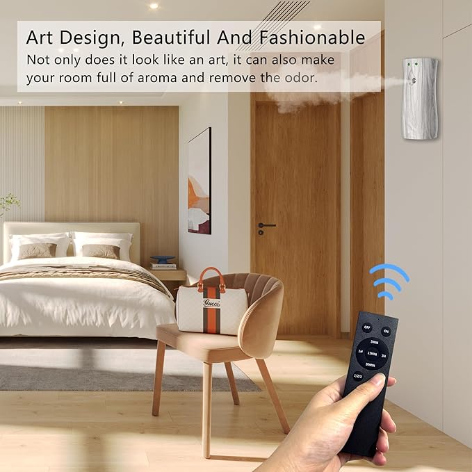 4 Pack Automatic Air Freshener Dispenser with Remote Control – Wall Mounted or Free Standing Battery Operated Scent Spray Dispenser for Home, Office, Bathroom (BHW, Standard)