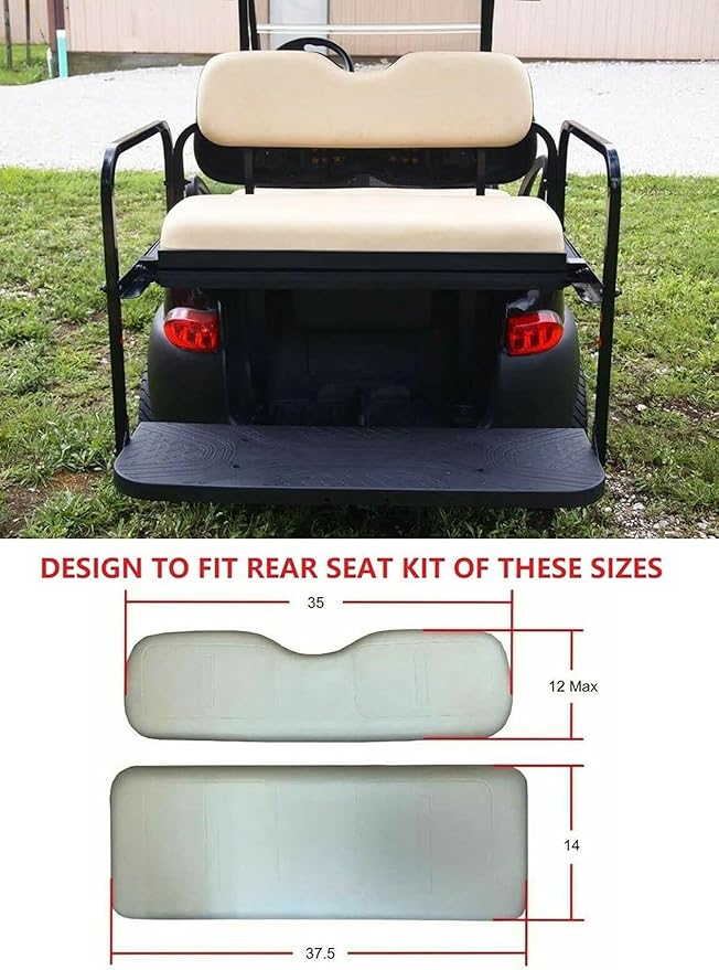 Huskey 4PCS Golf Cart Front/Rear Seat Covers for EZGO Freedom TXT 2014+, Valor Custom Two-Tone Black Diamond Stitching with Black Piping, Marine Grade Vinyl Material, Staple on Design
