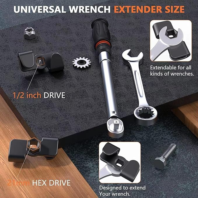 1/2" Drive Wrench Extension Adapter - Indispensable Tool for Garages, Repair Shops, and DIY Projects, Universal Extension for Breaker Bars and Ratchets.