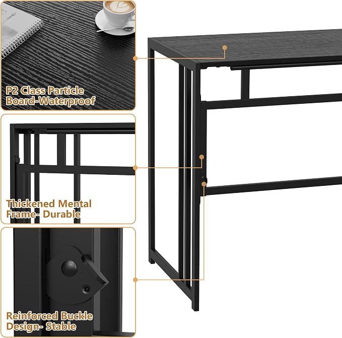 40" Folding Computer Desk No Assembly Needed Foldable Table for Small Space | Small Folding Table for Home Office, Study, Writing, Gaming, Compact RV Living, Camping, Sturdy and Easy Carry, Versatile