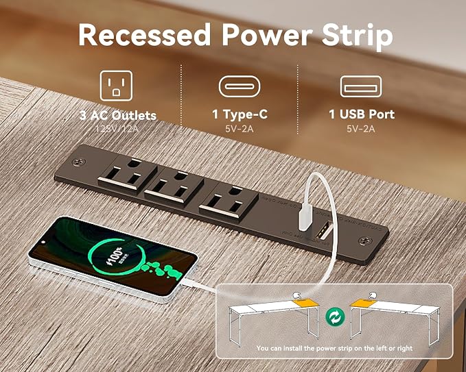 Coleshome 71 Inch Computer Desk with Power Outlet | Extra-long workspace • Fits dual monitors • Stable steel frame • Spacious legroom • Home office & gaming