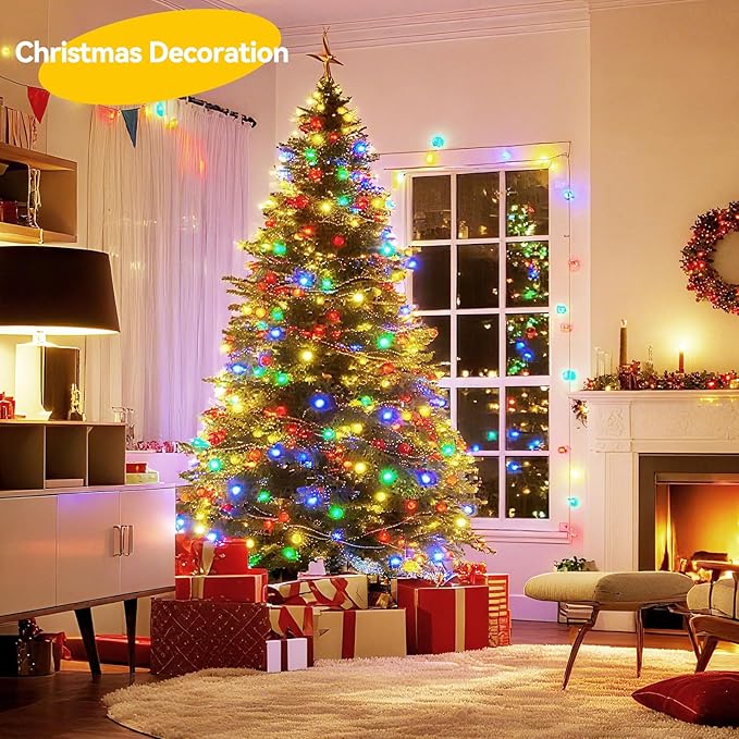 4 Pack 240LED Christmas Multicolor Fairy Lights Battery Operated - 20FT Twinkle Lights with 2 Lighting Modes Indoor Outdoor, Waterproof Led Fairy String Light for Bedroom, Dorm, DIY, Christmas Decor