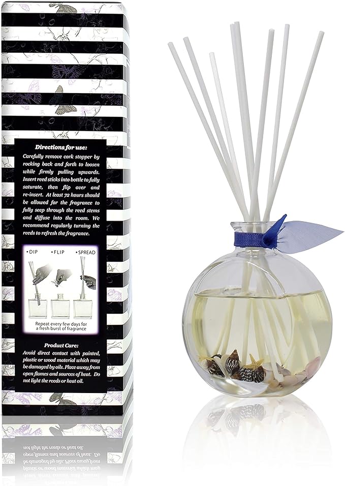LOVSPA Reed Diffuser Set, Beach House Scented Oil Diffuser with Sticks, Home Fragrance Accessories for Bathroom Shelf Decor, Aroma Diffusers for Home or Office Desk, USA Made