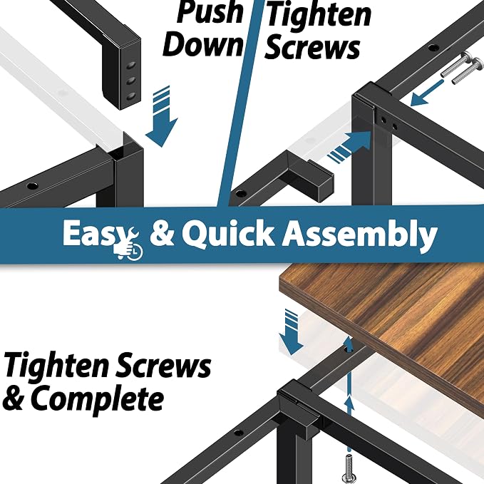 SHW Mission 55 x 60 L-Shape Home Office Computer Desk, Walnut | Reversible Desktop Design