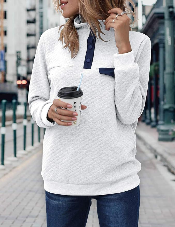 BTFBM Women Fashion Quilted Pattern Lightweight Zipper Long Sleeve Plain Casual Ladies Sweatshirts Pullovers Shirts Tops