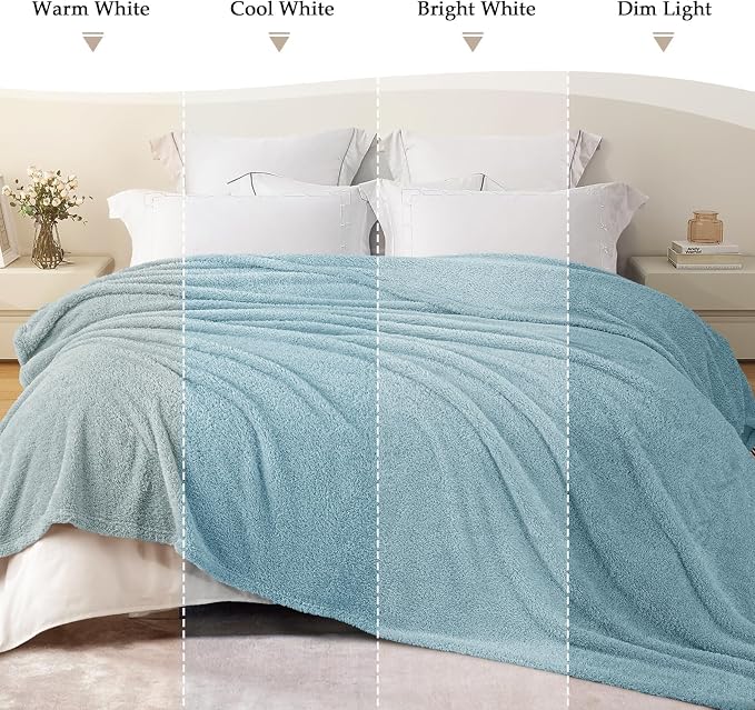 Exclusivo Mezcla Fleece Throw Blanket for Couch and Sofa, 50" x 60" | Super Soft and Cozy Fluffy Blanket for Women, Lightweight and Fuzzy Throw for Home Decor, All Season, Slate Blue