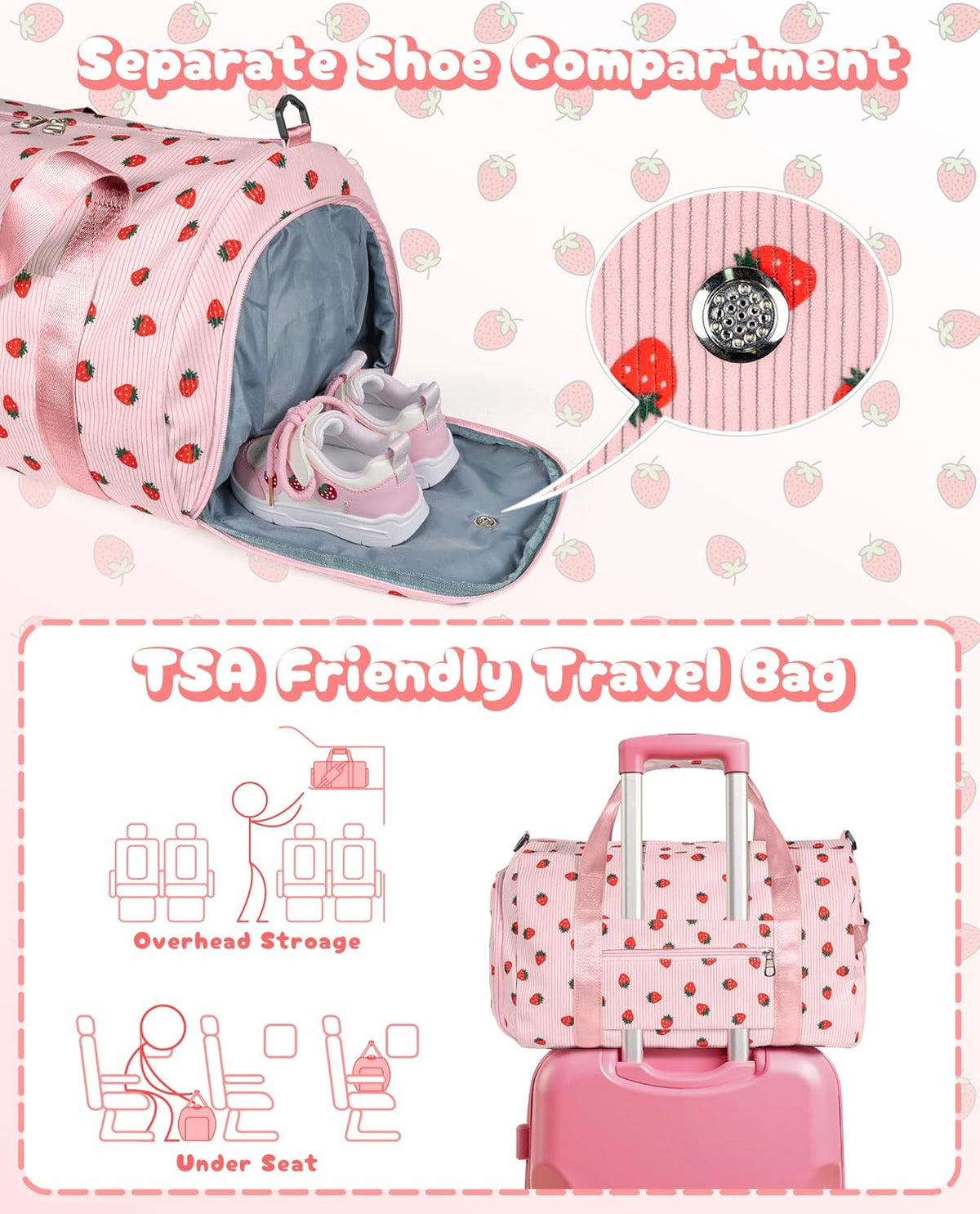 Skiennix Dance Bag - Personalized Girls Gym Duffel with Shoe Compartment & Makeup Pouch | Perfect Gift for 8-Year-Olds