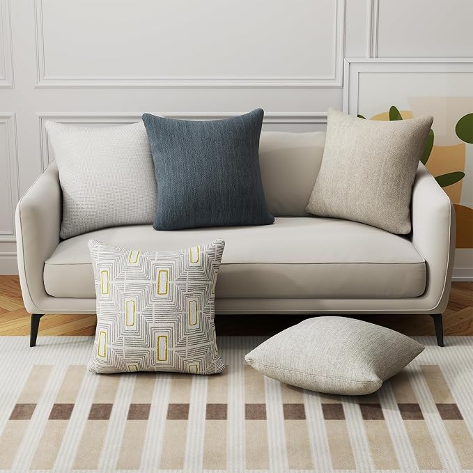 Grzyhem 2 Pack Throw Pillows with Inserts Included 18×18 Chenille Decorative Pillow Covers with Inserts for Sofa Living Room Home Office Car Home Decor (Morca Brown)