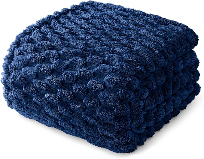 Whale Flotilla Soft Cozy 3D Fleece Throw Blanket for Couch & Bed, Navy Blue | Super Lightweight Plush Fluffy Throw, Luxury 3D Decorative All‑Season Couch Cover Blanket for Sofa & Office Chair, 50"x60"
