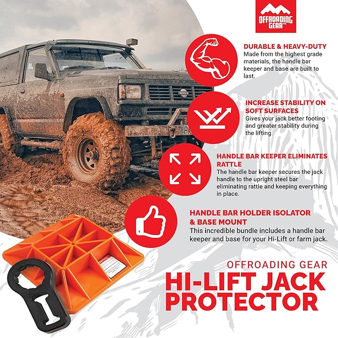 Offroading Gear 4x4 Jack Base & Handle Bar Protector (Hi Lift Jack Accessories) | Farm Jack| Big Red
