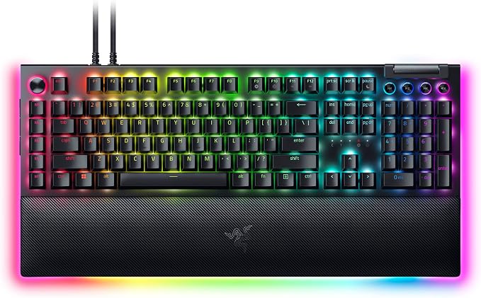 Razer BlackWidow V4 Pro Wired Mechanical Gaming Keyboard, Yellow Switches | Linear & Silent Switches, Doubleshot ABS Keycaps, Command Dial, 8 Dedicated Macro Keys, Chroma RGB, Snap Tap, Wrist Rest
