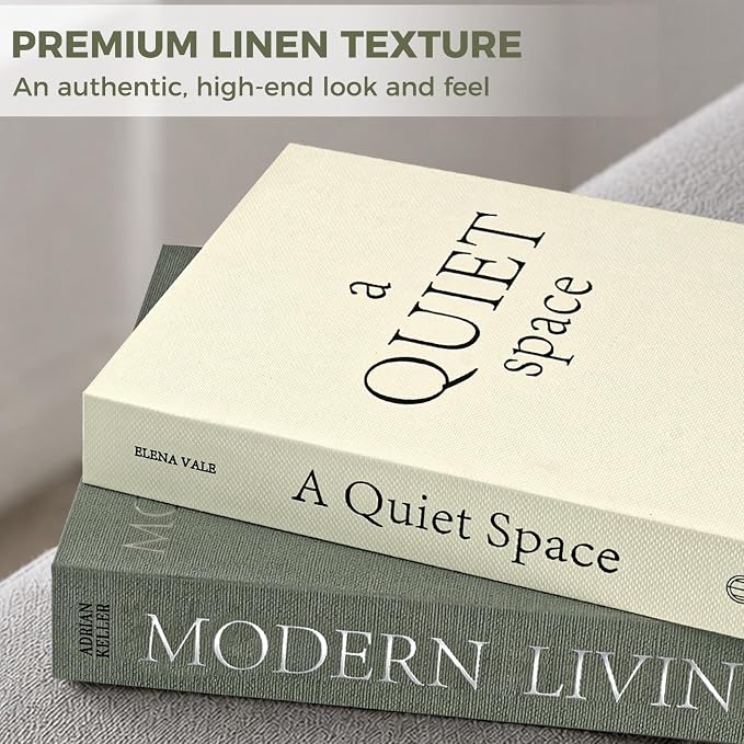 Decorative Books for Home Decor, Set of 3 Stackable Fake Books for Coffee Table Bookshelf Decor, Modern Aesthetic Decorative Book for Home Living Room Bedroom Office Decoration, Sage Green