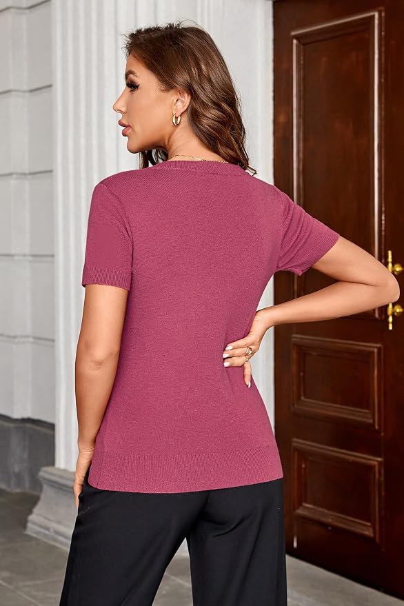 Arach&Cloz Women's Wool Blend Spring Summer Lightweight Business Casual Sweater Tops 2026