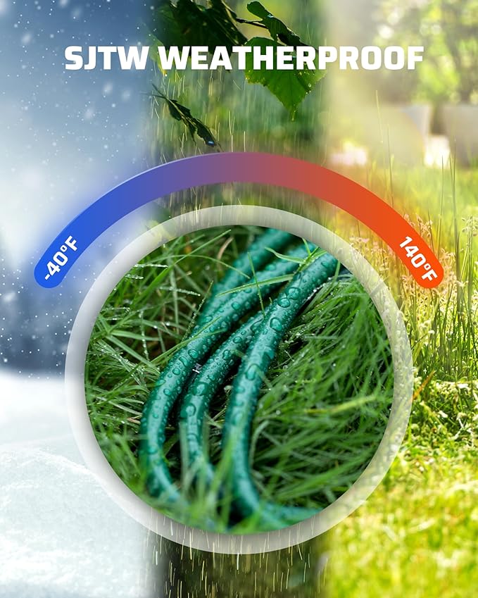 DEWENWILS 25Ft Outdoor Extension Cord, Evenly Spaced 3 Outlets Plugs with Safety Cover, 16/3 SJTW Weatherproof Wire for Outdoor String Lights, ETL Listed